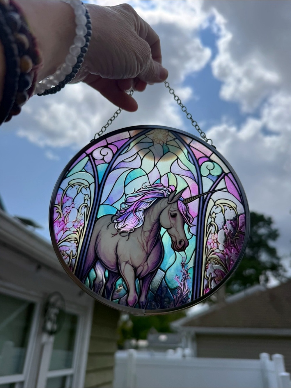 Unicorn Stained Glass Suncatcher -
